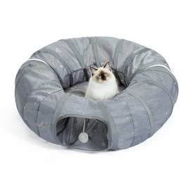 PAWZ Road Cat Tunnel Bed with Central Mat and Peek Hole Cat Bed with Cat Toy Hanging Balls