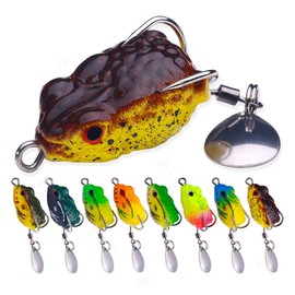 FOLANDO 8pcs Frog Bait, Topwater Fishing Lures Ray Frog Fishing Crankbait Lures Artificial Frog Fishing Bait with Hook