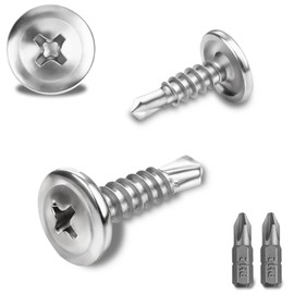 Pack of 150 Self-Tapping Screws 410 Stainless Steel 4.2 x 13 mm Self-Tapping Screws Self-Tapping Drilling Screws for Steel Metal Screws Drilling Screws Countersunk Head with 2 Pieces Bits (Silver)