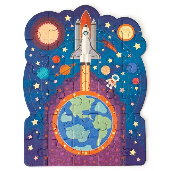 Playhouse Glow in The Dark Blast Off 30-Piece Die-Cut Shaped Mini Puzzle for Kids