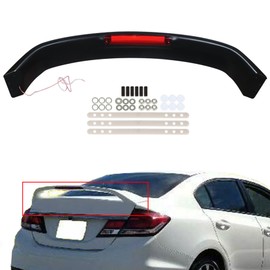 waltyotur Matte Black Trunk Spoiler Wing with LED Brake Light Replacement for Honda Civic 4 Door Sedan 2012-2015