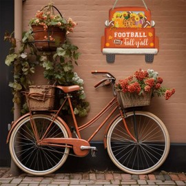 JUESMOS Fall Sign Football Pumpkin Truck Decorations 11.5" Football and Fall Y’all Hanging Sign Welcome Fall Sign for Front Door Thanksgiving Harvest Autumn Porch Home Wall Indoor Outdoor Decor