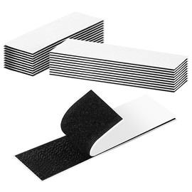 JUNART 10 Pcs Velcro Tape,2.5cm×10cm High Density Nylon Velcro Strips,Strong Adhesion,Invisible Seamless,for DIY and Home Use(Black)