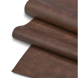 Faux Leather Fabric, Thick Durable Synthetic Repholstery Leather Vinyl, Soft Touch Distressed DIY and Craft Material - Individual 1 Yard Cut 36"x54" (Cocoa)