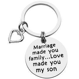 Son in Law Keychain Marriage Made You Family Love Made You My Son Key chain Birthday Christmas Wedding Gifts for Son in Law Stepson Bonus Son Groom to Be from Dad Godfather Father in Law Stepfather