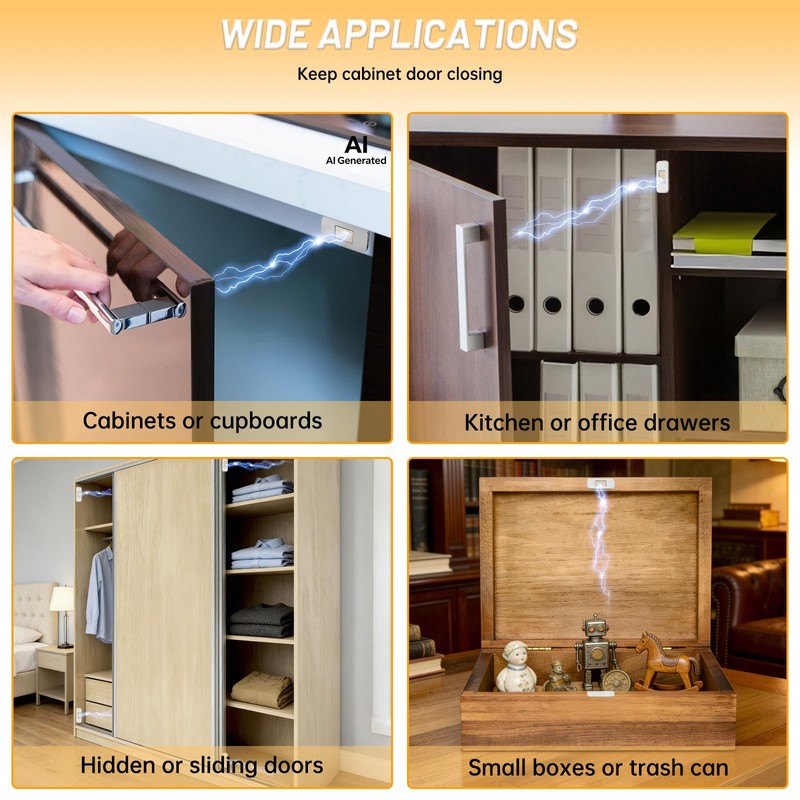 6 Pack Magnets for Cabinet Doors,with Adhesive Stainless Steel,1.57”X0.79”