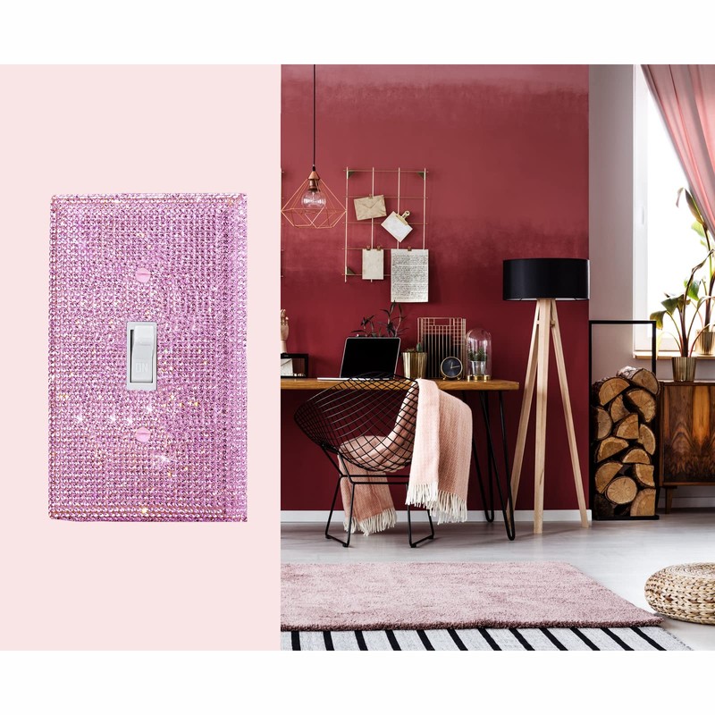 Shiny Pink Rhinestones Wall Plates Light Switch Decorative Cover Plate