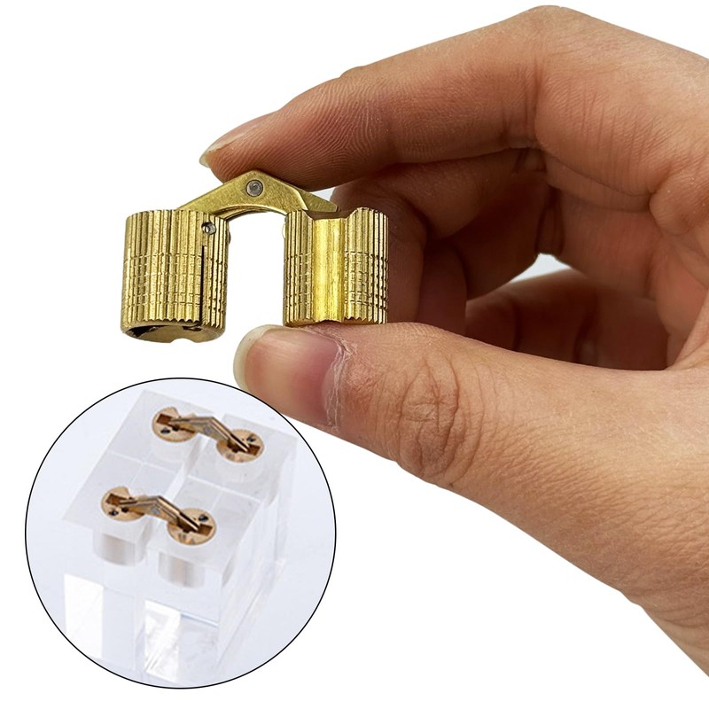 10Pcs Brass Barrel Hinges, Invisible Cabinet Furniture Hinges with 180