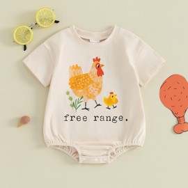 Xiaodriceee Newborn Baby Boy Girl Summer Clothes Farm Animal Print Bodysuit Free Range Romper Retro Country Farm Baby Clothes (D-Apricot, 0-3 Months)