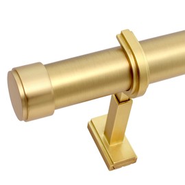 BlastHome® Non-Adjustable Luxury Curtain Rods for Windows, 1 ¼” Rod Set, 4 1/2 foot Fixed Length, Brushed Gold