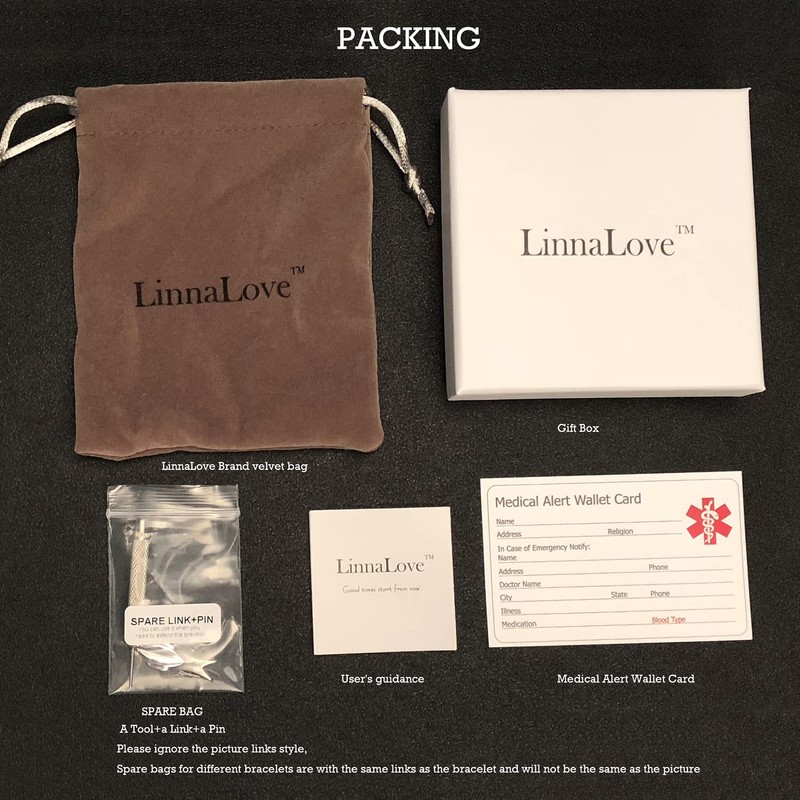 LinnaLove Lymphedema Alert Bracelets no bp/iv/needles this arm Stainless Steel