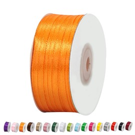 Satin Ribbon Orange 3 mm Wide Gift Ribbon Satin, 91 m Satin Ribbons Orange Thick Ribbon Decorative Ribbon Silk Ribbon Gift Wrapping Fabric Ribbon Gift Ribbons for Decorating Crafts Dress Wedding
