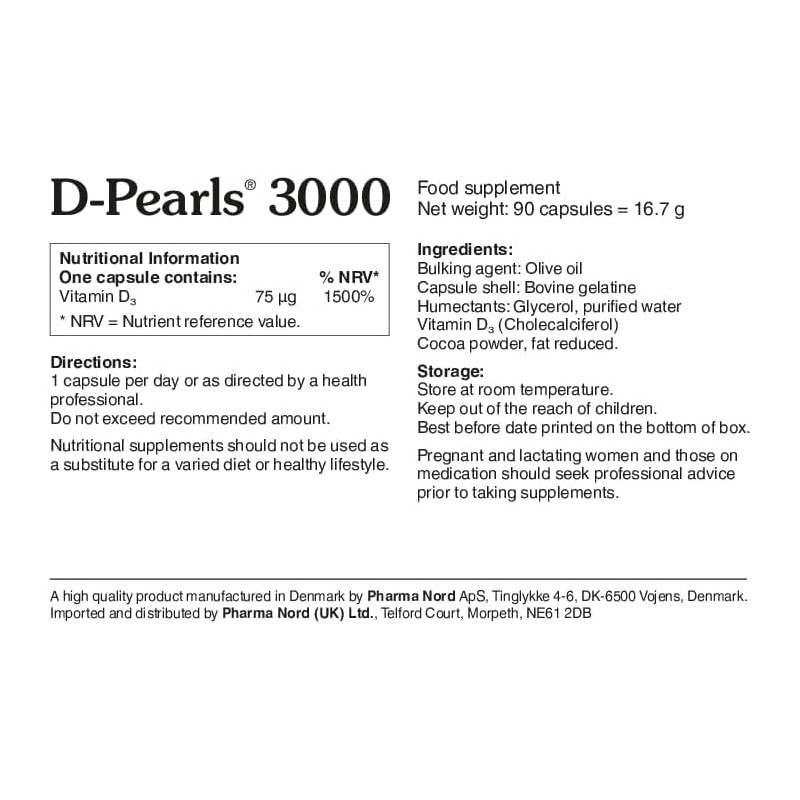 Pharma Nord D-Pearls Vitamin D3 3000 IU | High Absorption