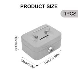 Small Cash Box, Lockable with Key, Lockable with Key, Portable Metal Money Box with for Coins and Notes, Safe, Tip Box (Grey)