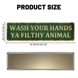 Mukuko Wash Your Hands You Filthy Animal Sign 4" x 16" - Bathroom Wall Sign, Cute Bathroom Signs, Funny Bathroom Wall Decor, Wash Yer Hands Ya Filthy Animal Sign