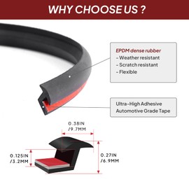 Fender Flares Edge Trim,Fender Flares EPDM Rubber Seal for Car and Truck Wheel Arch Well,Rubber Gasket for Fender Flare Universal,Bonds with Self-Adhesive Automotive Grade Tape,T Style,Black (18ft)