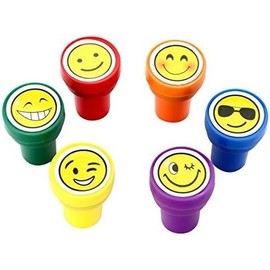 Stamps for Kids, LUCKYBIRDS0315 Best Sell Plastic Self Inking Smiley Stamps Set, 6 Count