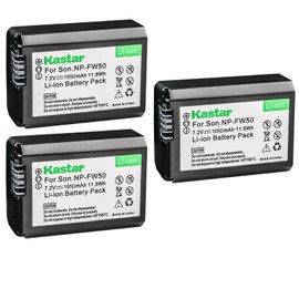 Kastar Battery (3-Pack) for Sony NP-FW50 BC-VW1 BC-TRW and Sony Alpha 7 a7 a7R a3000 a5000 a6000 NEX-3 3N NEX-5 5N 5R 5T NEX-6 NEX-7 NEX-C3 NEX-F3 SLT-A33 A35 A37 A55V DSC-RX10 Cameras