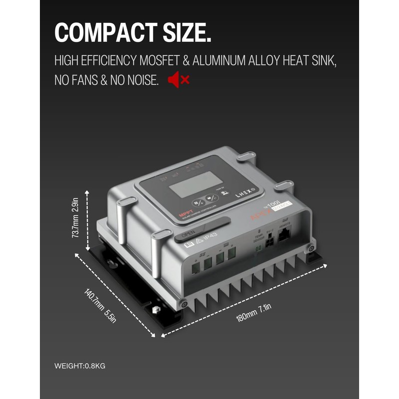 LNEX MPPT Solar Charge Controller 40A, 12V 24V Solar Panel
