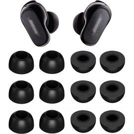 ALXCD Foam Eartips Compatible with Bose QuietComfort Earbuds II 2022 New, 6 Pairs L Sizes Soft Memory Foam Ear Tips, Compatible with Bose QuietComfort Earbuds ii 2022, Black L