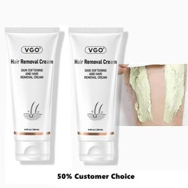 VGO Ultimate Hair Removal Cream: Organic, Gentle, and Confidence-Boosting for Radiant Skin, 120ml/4.6oz-A Body Care Wax Jojoba Moisturizer Olive Unisex Wipe Comfort Cosmetic - Colour: Two units