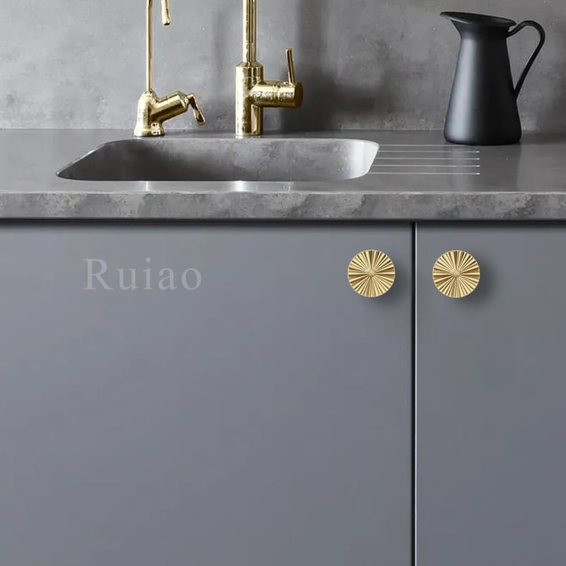 Ruiao 1-1/3 inch Gold Cabinet Knobs Drawer Pulls Kitchen Cabinet