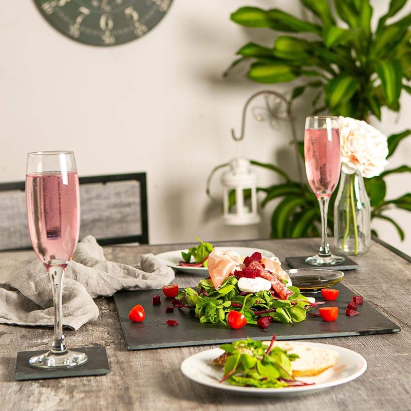 Argon Tableware Square Slate Coasters - 10cm - 6 Piece