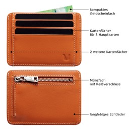 MAGATI Mini Wallet LEZA, Cognac, Minimalist