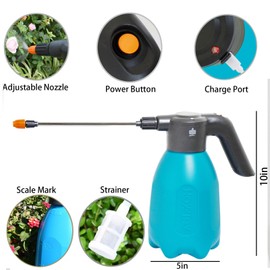 ES2-PRO Electric Spray Bottle 2L/0.5Gallon Plant Mister,Spray About 30 Gallons On a Single Charge,Rechargeable Battery Powered Sprayer,Automatic Watering Can,Pump Sprayer for Indoor Plants (Blue)