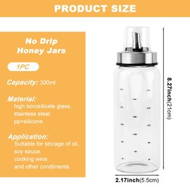 Loyanger Honey Dispenser No Drip, 10 OZ Honey Jar Maple Syrup Dispenser, Glass Honey' Dispenser Pot for Coffee or Tea, Honey' Container(COLOR:1pcs)