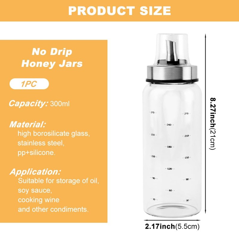 Loyanger Honey Dispenser No Drip, 10 OZ Honey Jar Maple