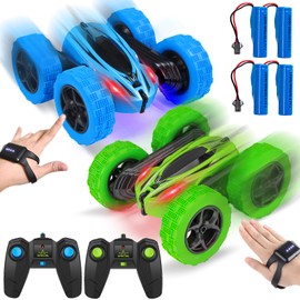 2 Pack RC Stunt Car with Gesture Sensor - 4WD Double Sided 360 Degree Rotating Tumbling - Rechargeable High-Speed Car - 2.4GHz Off-Road Hobby RC Toy Cars
