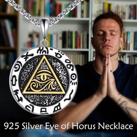 POPLYKE Eye of Horus Necklace 925 Sterling Silver Mythology Paganism Egyptian Necklace Jewellery for Men Women