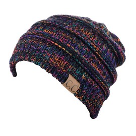 C.C Trendy Warm Chunky Soft Stretch Cable Knit Beanie Skully, Black/Multi