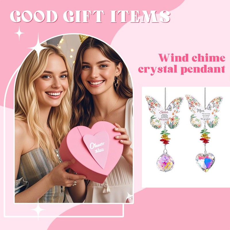 KBRPEY Wind Chime Butterfly Shape Love Heart Design Craft Glitter