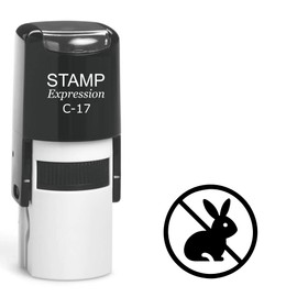 stampexpression - Not Tested on Animals Circle with Crossed-Out Bunny Self Inking Rubber Stamp - Black Ink (A-63316)