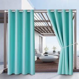 DIVA EN CAMINO DEC Outdoor Patio Curtain Waterproof Darkening Thermal Insulated Indoor Curtains for Bedroom, Porch, Living Room, Pergola, Cabana, W52 x L72, Teal Blue, Set of 2 Panels