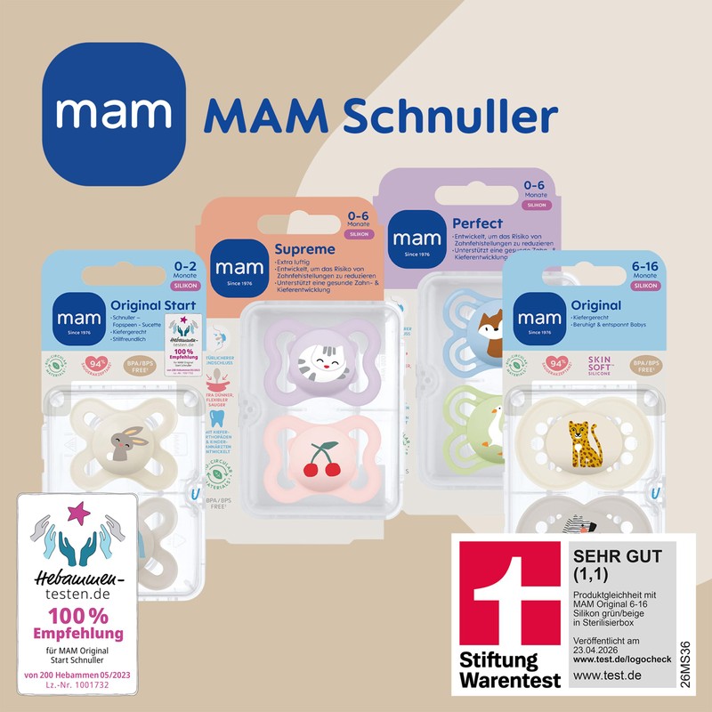 MAM Original Day & Night Soothers, 0-6 Months, Fox/Moon, Pack