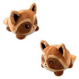 TeeTurtle - The Original Reversible Raccoon Plushie - Brown - Cute Sensory Fidget Stuffed Animals That Show Your Mood