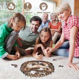 Mys Aurora Puzzles for Adults, Hedgehog Wooden Puzzles 200 Pieces, Unique Shaped Jigsaw Puzzles for Adults and Kids, Birthday Family Game 11.1 x 11.2 Inch Medium Size