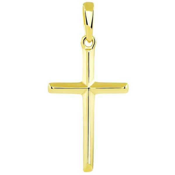 Jewelry America 14K Solid Yellow Gold Traditional Simple Religious Cross