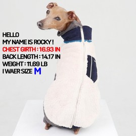 D DOGGY STAR Italian Greyhound Warm Fleece Zip-up Sweater Jacket Outfit Clothes Whippet for Dog Coat (M,Zipup Navy)