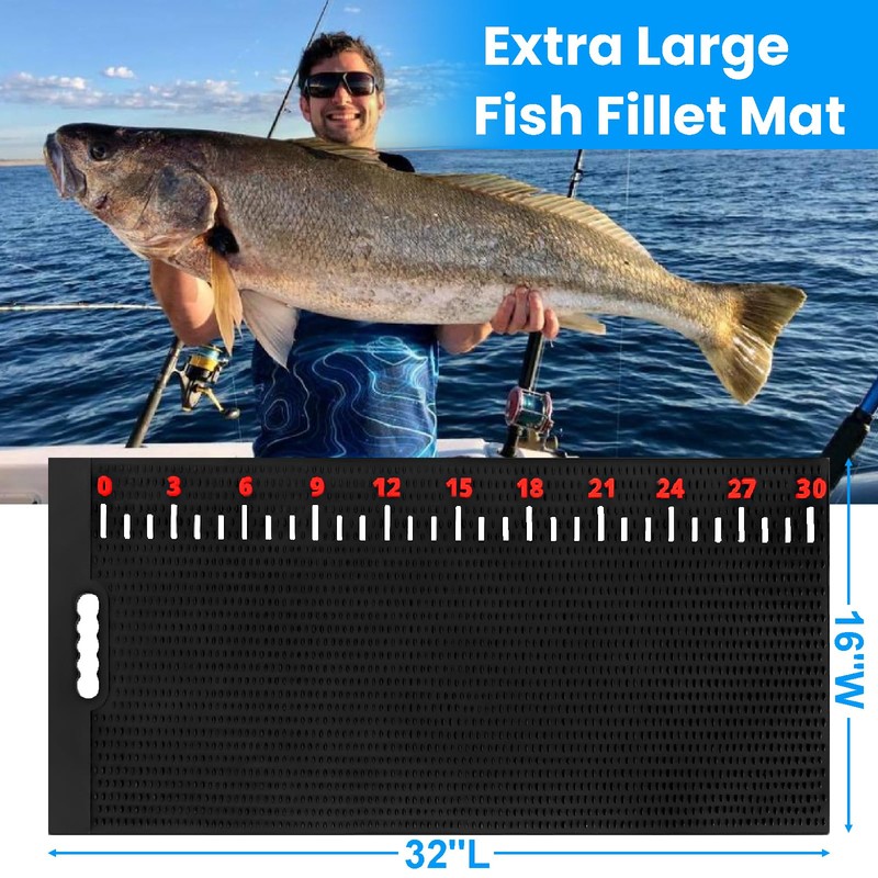 Fish Fillet Mat, 32"x16" Extra Large Nonslip Fish Cleaning Board