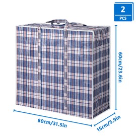 2 Stück Aufbewahrungstasche Einkauftasche Jumbo Tasche mit Reißverschluss Aufbewahrungstasche Kleidung Storage Bag Große Taschen Umzugstaschen Packtaschen für den Umzug Kleidung Decken Quilt