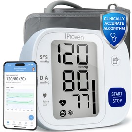 iProven Blood Pressure Monitor Bluetooth for Home Use - Upper Arm with App Integration, Easy-to-Use One-Touch Operation, and Large Backlit Display for Convenient Monitoring.