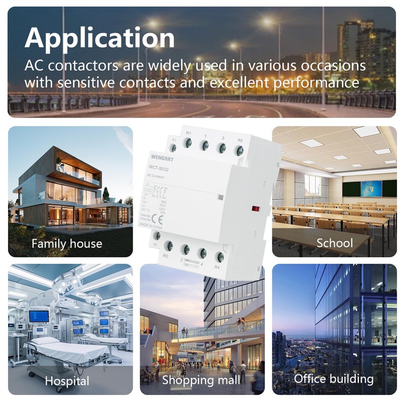 Wengart Compact AC Contactor WCT-50, 2NO2NC AC230V 50A, Built for