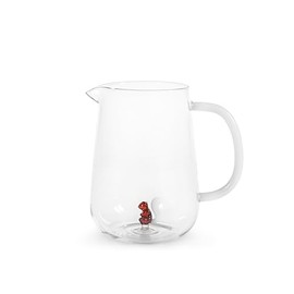 H&H, Caraffa in Vetro Borosilicato 1,4 L con Miniatura Interna a Forma di Scoiattolo – Trasparente con Manico Bianco – Lavabile in Lavastoviglie