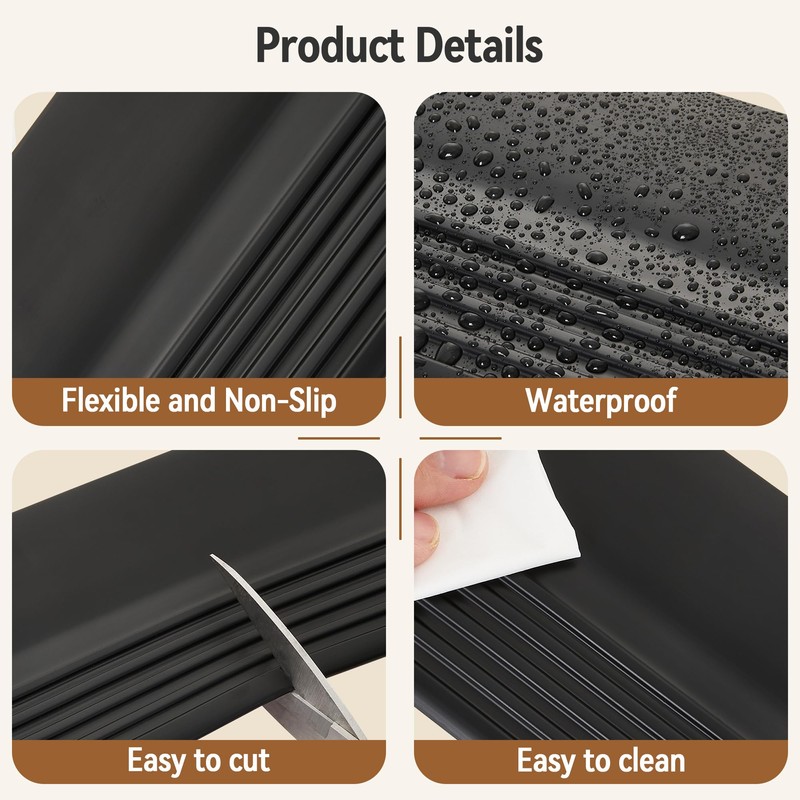 INMOZATA Stair Edge Trim, 3.3FT Vinyl Anti-Slip Stair Nosing, Waterproof