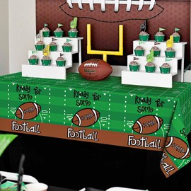 Horaldaily 3 Pack Super Bowl Football Theme Party Disposable Tablecloth, Touchdown Plastic Rectangular Table Cover for Birthday Anniversary Party Decoration 54×108 Inch