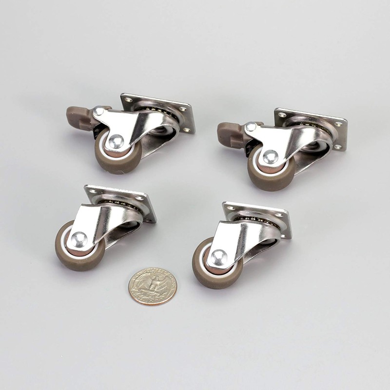 bayite 4 Pack 1" Low Profile Casters Wheels Soft Rubber